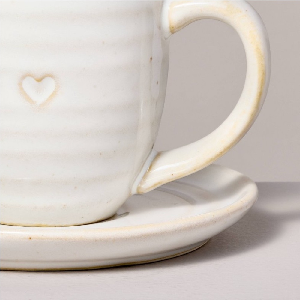 Hearth & Hand 4oz Valentine's Day Heart Imprint Espresso Cup and Saucer … - Picture 3 of 5